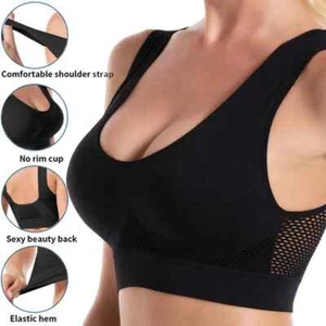 Nahtloses Netz Damen Sport-BHs Fitnessstudio Laufunterwäsche stoßfester BH - Bild 1 von 36