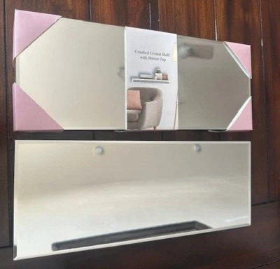 Floating Wall Shelf Shelves Mirrored Glass Crystal Set of 2 Display Shelves - Image 1 of 4