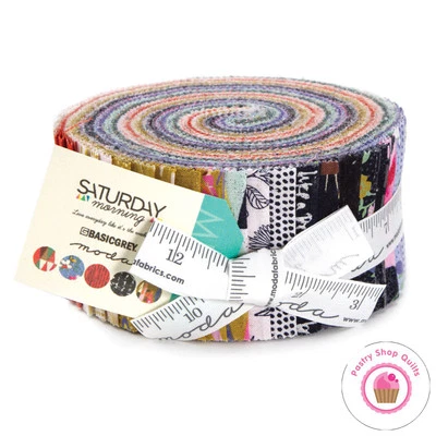 Moda SATURDAY MORNING Basic Grey Quilt Fabric JELLY ROLL 40 strips Quilting - Image 1 of 2