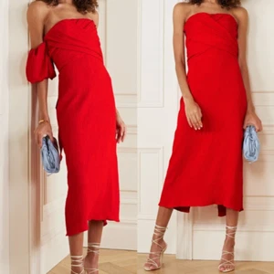 JOHANNA ORTIZ - NEW $1,450 RED "ONE LOVE" MIDI DRESS (REMOVABLE SLEEVES!!) 0 - Picture 1 of 23