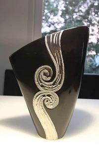 Jarrón Formano 30 cm negro - plata de cerámica de alta calidad NUEVO - Imagen 1 de 1