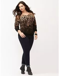 Women's Lane Bryant Multi-Colors Double V-Neck Long Sleeve Pull-Over Sweater Top - Picture 1 of 6