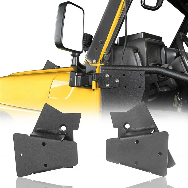 Par de soportes de montaje para puertas de espejo retrovisor de acero para Jeep Wrangler TJ 1997-2006 Foto 1 de 4