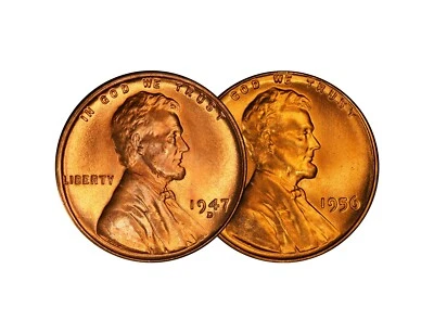 1947 D & 1956 D Lincoln Wheat Cent Choice BU 1c Brilliant Uncirculated - 2 Set - Image 1 of 2