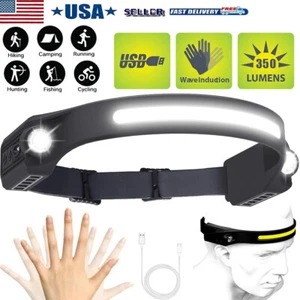 COB + LED Rechargeable Headlamp Headlight Torch Work Light Head Band Lamp 6000K - Bild 1 von 8