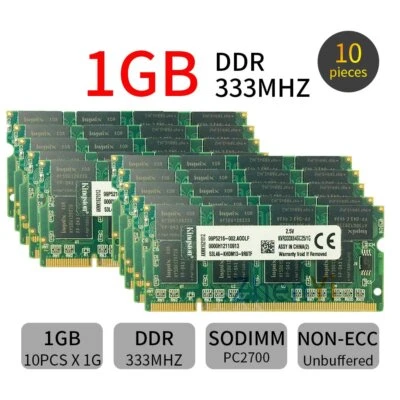 10 GB 10x 1 GB PC-2700 333 MHz DDR1 SO-DIMM portátil memoria de trabajo para Kingston DE - Imagen 1 de 4