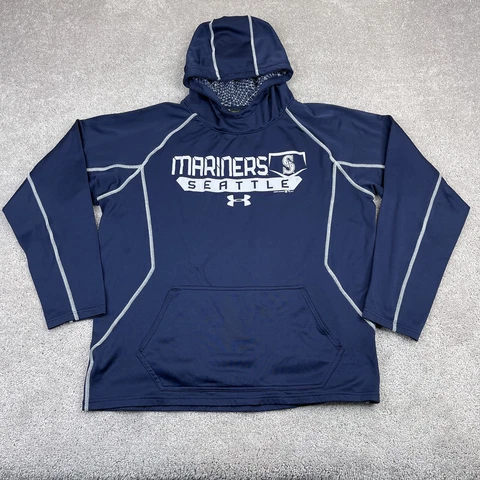 Seattle Mariners Hoodie Mens Large Blue Under Armour Loose Fit Hooded Sweatshirt Cover