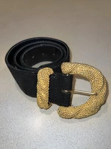 Vintage Carlisle Woman’s Black And Gold Belt - Picture 1 of 11