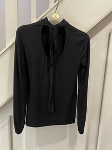 Damen Warehouse Top schwarz Langarm Oberteil Schlüsselloch hinten zum Binden Größe 6 - Bild 1 von 6