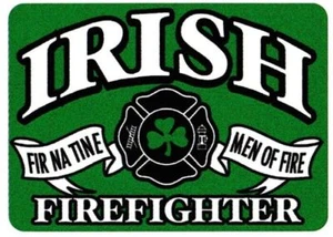 Irish / Men of Fire Fir Na Tine Shamrock Rectangle Firefighter 4" Decal NEW - Picture 1 of 1