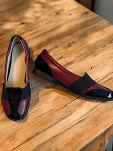 Taryn Rose Taurus Womens Shoes 7.5M Maroon Red Black Patent Slip on Loafers - Picture 1 of 14