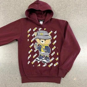 S10PE Boys' Maroon Hoodie Bear DRIP Graphic Sz Youth 8/10 - Picture 1 of 7