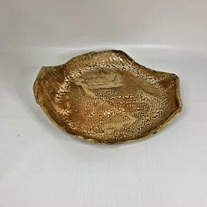 Tazón de plato irregular abstracto de cerámica artística beige marrón tostado único hecho a mano ÚNICO EN SU CLASE - Imagen 1 de 5