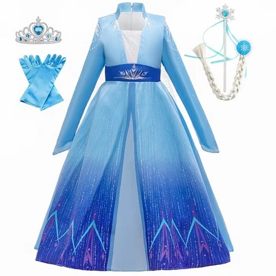 MISS & MR BM ELSA Dress Up Girls Princess Costumes & Accessories Halloween Fancy Party Outfit