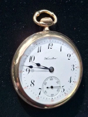 * Antique 1923 16 Size Gold Filled 21 Jewel 992 Hamilton Railroad Pocket Watch * - Image 1 of 4