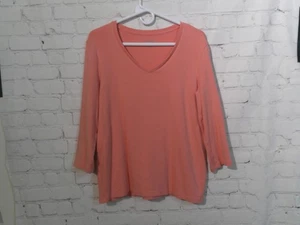 Womens Lt. Pink Chico's 3/4 Sleeve T-Shirt size 2 - Picture 1 of 3