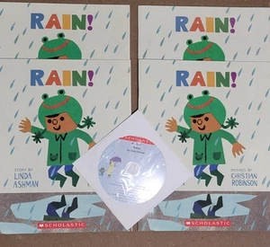 RAIN! By Linda Ashman Scholastic softcover X 4 With Audio CD New - Picture 1 of 6
