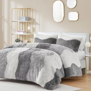 Intelligent Design Shaggy Faux Fur Comforter Set, Cozy & Soft Long Fur with O... - Picture 1 of 9