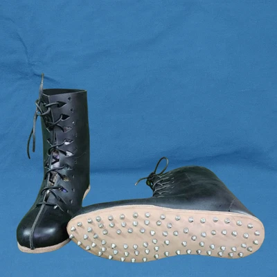 Botas de cuero vikingas medievales con cordones | Disfraz de recreación SCA LARP hecho a mano Foto 1 de 4