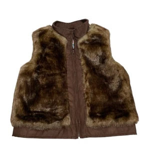Vintage Gymboree Faux Fur Vest With Mushroom Print Lining - Size 4 - Picture 1 of 5