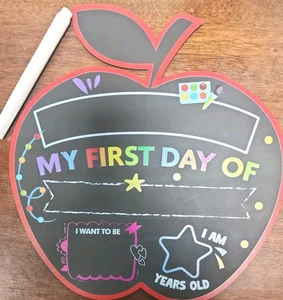 NEU Mein erster/letzter Schultag Tafel doppelseitiges Apfelschild T18 - Bild 1 von 2