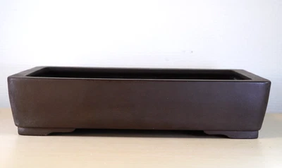 Japanese Bonsai Pot Tokoname YAMAAKI 12.6"(31.9cm) Brown Unglazed Rectangle Y855 - Image 1 of 4