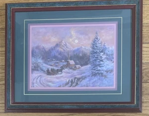Home Interiors Lee K Parkinson Horse Buggy Snow Winter Church Picture 13x11” HIG - Picture 1 of 6
