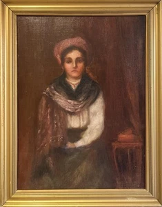 ANTIQUE OIL PAINTING Fine British Bohemian Portrait of Victorian Lady c1900 - Picture 1 of 9