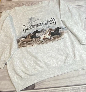 Vintage 90s San Segal Chincoteague Island Crew Neck Sweatshirt Sz XXL Equestrian - Picture 1 of 17