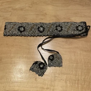 Vintage Deadstock Beaded And Sequin Black Belt From Baba Clothing LA (D) - Picture 1 of 11