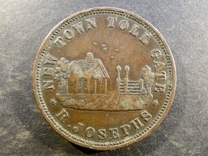 w1939. Australia, 1d token, Tasmania, 1855, R. Josephs, New Town Toll Gate. - Picture 1 of 2