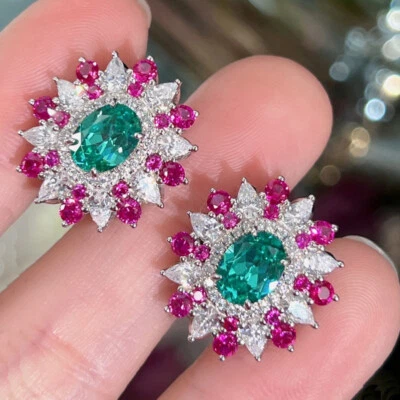 New Bohimia Stylish Green Citrine Mix Color Gems Charm Women Girls Stud Earrings - Image 1 of 4