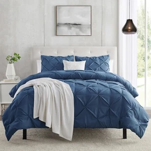Pinch Pleat Duvet Cover Set, 3 Piece Luxurious Pintuck Comforter Cover by Nymbus - Picture 1 of 168