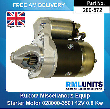 Starter Motor For Kubota Engines D722 1994- M003T49981 M003T33481 M003T49982  • 80.63€