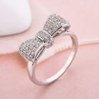 Women Fashion 925 Silver Plated Bow Rings Wedding Engagement Jewelry Size 5-11