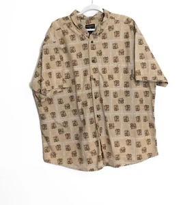Vintage Woolrich Mens Beige Size 3XL Deer Pattern Short Sleeve Button-Up Shirt - Picture 1 of 8