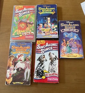 Lot Of 5 Disney Sing Along Songs VHS Tapes 90s FREE SHIPPING - Picture 1 of 16