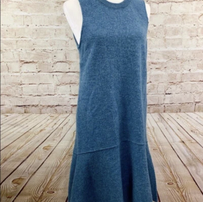 knitted knotted anthopologie womens wool drop waist shift dress size S teal blue - Image 1 of 4