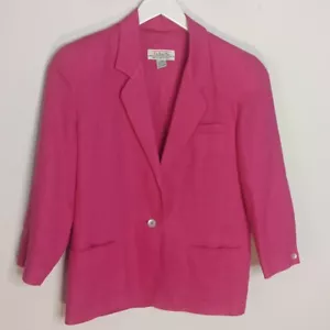 Giacca blazer vintage Talbots Petite rosa scuro fucsia 100% lino taglia 8 made in USA - Foto 1 di 14