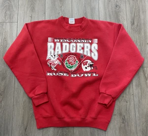 Vintage 1994 Rose Bowl Wisconsin Badgers Crewneck Sweater Mens Large Red - Picture 1 of 4