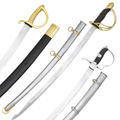 MILITARY SWORD ARMY CAVALRY SABER EXCELLENT EN45 STEEL BLADE SILVER & BRASS HILT - Image 1 of 2