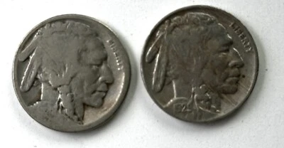 Lot of 2 Buffalo Nickels 1920 S and 1929 P Circulated $1.00 Shipping - Image 1 of 4