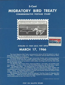 #1306 5c Migratory Birds Stamp Poster- Unofficial Souvenir Page Folded HC - Picture 1 of 1
