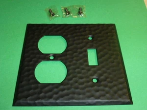 NOS! HAMMERED WROUGHT IRON, COMBO TOGGLE SWITCH & 2-GANG DUPLEX RECEPTACLE - Picture 1 of 2