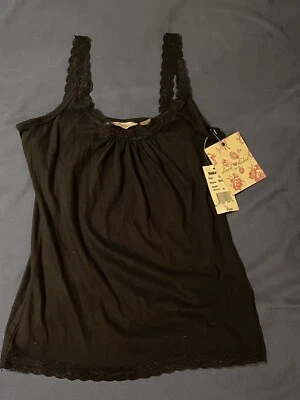 Camiseta sin mangas de encaje negra mediana para mujer Foto 1 de 2