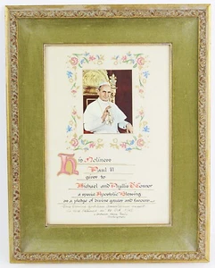 On Vellum POPE Paul VI Apostolic Blessing Plenary Indulgence Papal Seal Sign - Picture 1 of 4