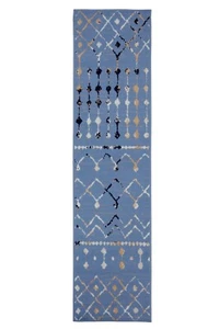 Marokkanischer Läufer im Used-Look - 2 Fuß x 8 Fuß, hellblau, Übergang Design Teppich - 505 - Bild 1 von 10
