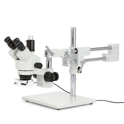 AmScope 3.5X-90X Inspection Trinocular Zoom Stereo Boom Microscope +56-LED Light - Image 1 of 4