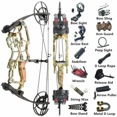 50-75lbs Compound Bow Short Axis Portable Bow Hunting Fishing Right Left Hand - Image 1 of 4