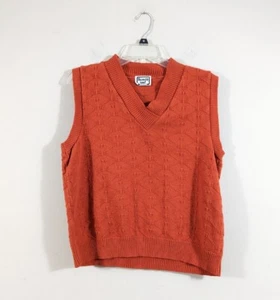 Vintage Keneth Too! Rostig Orange Pullover Weste Acryl Strick Preppy Nerdy V-Ausschnitt - Bild 1 von 6